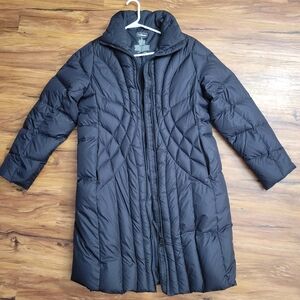 LL Bean Womens Large Black Parka Puffer Jacket Coat Goose Down Long   0 jnw3